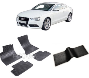 Set 5 covorase AUDI A5 8T3 din 01.2008-09.2016, cu covoras tunel median, CAROSERIE COUPE, Presuri cauciuc 100%, compatibil cu autoturismul AUDI A5 8T3, Rigum - Img 2