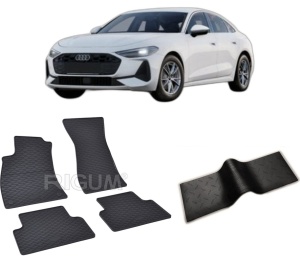 Set 5 covorase AUDI A5 III MHEV din 2025-PREZENT, cu covoras tunel median, CAROSERIE SEDAN, Presuri cauciuc 100%, compatibil cu autoturismul AUDI A5 III MHEV, Rigum - Img 2