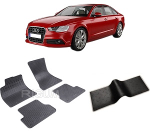 Set 5 covorase AUDI A6 C7 din 03.2011-05.2018, cu covoras tunel median, CAROSERIE SEDAN, Presuri cauciuc 100%, compatibil cu autoturismul AUDI A6 C7, Rigum - Img 2