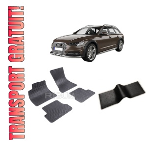 Set 5 covorase AUDI A6 C7 din 09.2011-08.2018, cu covoras tunel median, CAROSERIE COMBI, Presuri cauciuc 100%, compatibil cu autoturismul AUDI A6 C7, Rigum