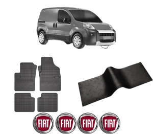Set 5 covorase auto FIAT 500 (312_) din 2001-2005, cu covoras tunel median, presuri auto din cauciuc, 4x Stickere auto cu FIAT - Img 2