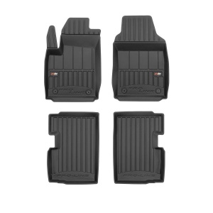 Set 5 covorase auto FIAT 500 (312_) din 2001-2005, cu covoras tunel median, presuri auto din cauciuc, 4x Stickere auto cu FIAT - Img 3