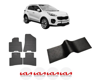 Set 5 covorase auto KIA SPORTAGE IV (QL, QLE) din 2011-2019, cu covoras tunel median, presuri auto din cauciuc, 4x Stickere auto cu KIA - Img 2
