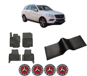 Set 5 covorase auto MERCEDES-BENZ M-CLASS (W166) din 2004-2011, cu covoras tunel median, presuri auto din cauciuc, 4x Stickere auto cu MERCEDES-BENZ - Img 2