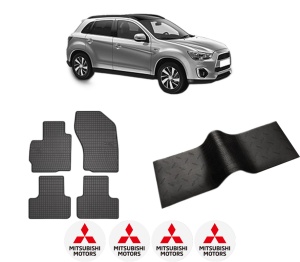 Set 5 covorase auto MITSUBISHI ASX (GA_W_) din 2010-2018, cu covoras tunel median, presuri auto din cauciuc, 4x Stickere auto cu MITSUBISHI - Img 2