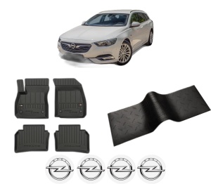 Set 5 covorase auto OPEL INSIGNIA B Country Tourer (Z18) din 2013-2019, cu covoras tunel median, presuri auto din cauciuc, 4x Stickere auto cu OPEL - Img 2