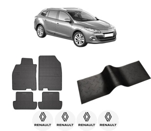 Set 5 covorase auto RENAULT MEGANE III Grandtour (KZ0/1) din 2013-2020, cu covoras tunel median, presuri auto din cauciuc, 4x Stickere auto cu RENAULT - Img 2