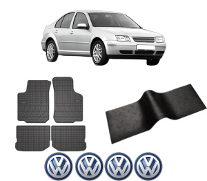 Set 5 covorase auto Volkswagen BORA I (1J2) din 2014-2022, cu covoras tunel median, presuri auto din cauciuc, 4x Stickere auto cu Volkswagen - Img 2