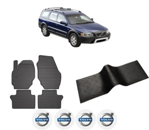 Set 5 covorase auto VOLVO XC70 II (136) din 2014-2018, cu covoras tunel median, presuri auto din cauciuc, 4x Stickere auto cu VOLVO - Img 2