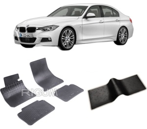 Set 5 covorase BMW SERIA 3 F30 din 01.2012-02.2019, cu covoras tunel median, CAROSERIE SEDAN, Presuri cauciuc 100%, compatibil cu autoturismul BMW SERIA 3 F30, Rigum - Img 2