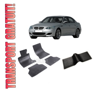 Set 5 covorase BMW SERIA 5 E60 din 07.2003-02.2010, cu covoras tunel median, CAROSERIE SEDAN, Presuri cauciuc 100%, compatibil cu autoturismul BMW SERIA 5 E60, Rigum