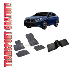 Set 5 covorase BMW X2 U10 din 03.2024-PREZENT, cu covoras tunel median, CAROSERIE SUV, Presuri cauciuc 100%, compatibil cu autoturismul BMW X2 U10, Rigum