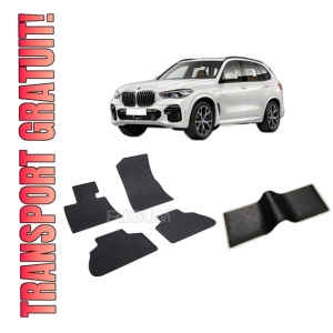 Set 5 covorase BMW X5 G05 PHEV din 08.2019-PREZENT, cu covoras tunel median, CAROSERIE SUV, Presuri cauciuc 100%, compatibil cu autoturismul BMW X5 G05 PHEV, Rigum