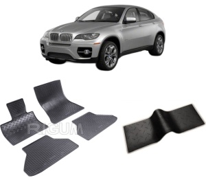 Set 5 covorase BMW X6 E71 din 06.2008-10.2014, cu covoras tunel median, CAROSERIE SUV, Presuri cauciuc 100%, compatibil cu autoturismul BMW X6 E71, Rigum - Img 2