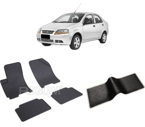 Set 5 covorase CHEVROLET AVEO T200 din 2002-2005, cu covoras tunel median, CAROSERIE SEDAN, Presuri cauciuc 100%, compatibil cu autoturismul CHEVROLET AVEO T200, Rigum - Img 2