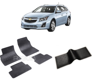 Set 5 covorase CHEVROLET CRUZE din 09.2012-2016, cu covoras tunel median, CAROSERIE COMBI, Presuri cauciuc 100%, compatibil cu autoturismul CHEVROLET CRUZE, Rigum - Img 2