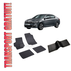 Set 5 covorase CITROEN C-ELYSEE din 02.2013-PREZENT, cu covoras tunel median, CAROSERIE SEDAN, Presuri cauciuc 100%, compatibil cu autoturismul CITROEN C-ELYSEE, Rigum