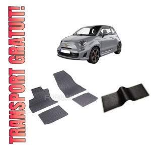Set 5 covorase FIAT 500 L din 2012-2022, cu covoras tunel median, CAROSERIE HATCHBACK, Presuri cauciuc 100%, compatibil cu autoturismul FIAT 500 L, Rigum