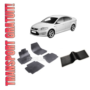 Set 5 covorase FORD MONDEO IV din 09.2007-12.2014, cu covoras tunel median, CAROSERIE SEDAN, Presuri cauciuc 100%, compatibil cu autoturismul FORD MONDEO IV, Rigum