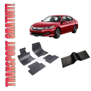 Set 5 covorase HONDA ACCORD VIII din 09.2008-2015, cu covoras tunel median, CAROSERIE SEDAN, Presuri cauciuc 100%, compatibil cu autoturismul HONDA ACCORD VIII, Rigum