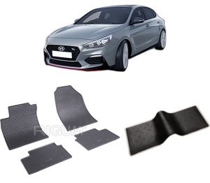 Set 5 covorase HYUNDAI I30 III din 02.2017-PREZENT, cu covoras tunel median, CAROSERIE COUPE, Presuri cauciuc 100%, compatibil cu autoturismul HYUNDAI I30 III, Rigum - Img 2