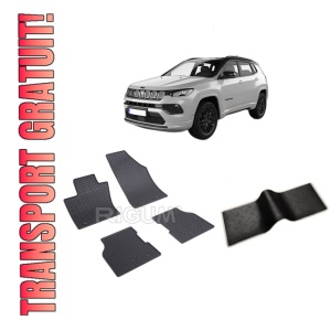 Set 5 covorase JEEP COMPASS II (MP) 4XE din 07.2020-PREZENT, cu covoras tunel median, CAROSERIE SUV, Presuri cauciuc 100%, compatibil cu autoturismul JEEP COMPASS II (MP) 4XE, Rigum