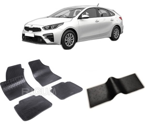 Set 5 covorase KIA CERATO I din 2004-2009, cu covoras tunel median, CAROSERIE HATCHBACK, Presuri cauciuc 100%, compatibil cu autoturismul KIA CERATO I, Rigum - Img 2