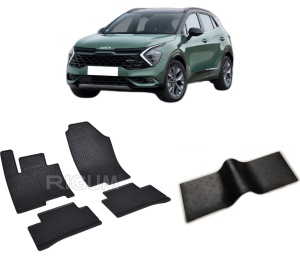 Set 5 covorase KIA SPORTAGE MHEV din 2022-PREZENT, cu covoras tunel median, CAROSERIE SUV, Presuri cauciuc 100%, compatibil cu autoturismul KIA SPORTAGE MHEV, Rigum - Img 2