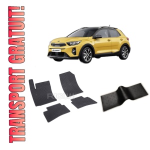 Set 5 covorase KIA STONIC din 10.2017-PREZENT, cu covoras tunel median, CAROSERIE SUV, Presuri cauciuc 100%, compatibil cu autoturismul KIA STONIC, Rigum