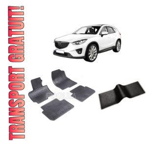 Set 5 covorase MAZDA CX -5 I din 02.2012-06.2017, cu covoras tunel median, CAROSERIE SUV, Presuri cauciuc 100%, compatibil cu autoturismul MAZDA CX -5 I, Rigum