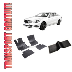 Set 5 covorase MERCEDES E-CLASS W212 din 03.2009-03.2016, cu covoras tunel median, CAROSERIE SEDAN, Presuri cauciuc 100%, compatibil cu autoturismul MERCEDES E-CLASS W212, Rigum