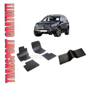 Set 5 covorase MERCEDES GL I X164 din 02.2006-10.2012, cu covoras tunel median, CAROSERIE SUV, Presuri cauciuc 100%, compatibil cu autoturismul MERCEDES GL I X164, Rigum