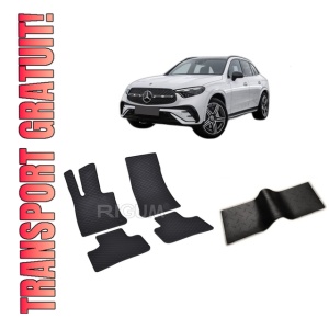 Set 5 covorase MERCEDES GLC X254 PHEV din 09.2022-PREZENT, cu covoras tunel median, CAROSERIE SUV, Presuri cauciuc 100%, compatibil cu autoturismul MERCEDES GLC X254 PHEV, Rigum