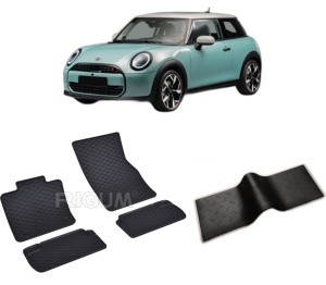 Set 5 covorase MINI COOPER IV F66 din 03.2024-PREZENT, cu covoras tunel median, CAROSERIE HATCHBACK, Presuri cauciuc 100%, compatibil cu autoturismul MINI COOPER IV F66, Rigum - Img 2