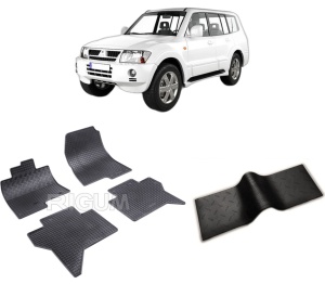 Set 5 covorase MITSUBISHI PAJERO III din 2000-03.2007, cu covoras tunel median, CAROSERIE SUV 5 USI, Presuri cauciuc 100%, compatibil cu autoturismul MITSUBISHI PAJERO III, Rigum - Img 2