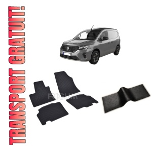 Set 5 covorase NISSAN TOWNSTAR COMBI din 01.2022-PREZENT, cu covoras tunel median, CAROSERIE VAN, Presuri cauciuc 100%, compatibil cu autoturismul NISSAN TOWNSTAR COMBI, Rigum