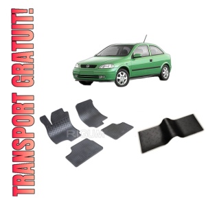 Set 5 covorase OPEL ASTRA G din 1998-2009, cu covoras tunel median, CAROSERIE SEDAN, Presuri cauciuc 100%, compatibil cu autoturismul OPEL ASTRA G, Rigum