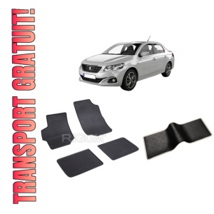 Set 5 covorase PEUGEOT 301 din 02.2013-PREZENT, cu covoras tunel median, CAROSERIE SEDAN, Presuri cauciuc 100%, compatibil cu autoturismul PEUGEOT 301, Rigum