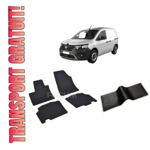 Set 5 covorase RENAULT KANGOO III FURGON din 06.2021-PREZENT, cu covoras tunel median, CAROSERIE VAN, Presuri cauciuc 100%, compatibil cu autoturismul RENAULT KANGOO III FURGON, Rigum