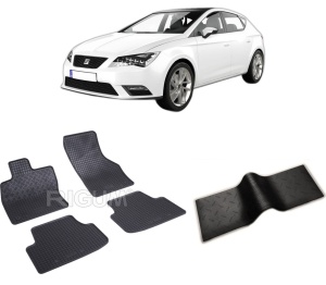 Set 5 covorase SEAT LEON IV KL din 03.2020-PREZENT, cu covoras tunel median, CAROSERIE HATCHBACK, Presuri cauciuc 100%, compatibil cu autoturismul SEAT LEON IV KL, Rigum - Img 2