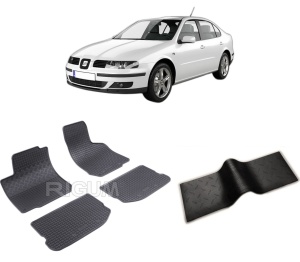 Set 5 covorase SEAT TOLEDO II din 1999-2004, cu covoras tunel median, CAROSERIE SEDAN, Presuri cauciuc 100%, compatibil cu autoturismul SEAT TOLEDO II, Rigum - Img 2