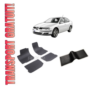 Set 5 covorase SEAT TOLEDO II din 1999-2004, cu covoras tunel median, CAROSERIE SEDAN, Presuri cauciuc 100%, compatibil cu autoturismul SEAT TOLEDO II, Rigum