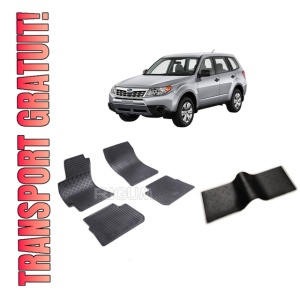 Set 5 covorase SUBARU FORESTER III din 03.2008-01.2013, cu covoras tunel median, CAROSERIE SUV, Presuri cauciuc 100%, compatibil cu autoturismul SUBARU FORESTER III, Rigum