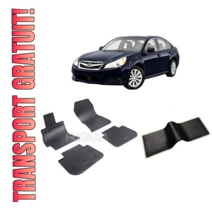 Set 5 covorase SUBARU LEGACY V din 2009-2014, cu covoras tunel median, CAROSERIE SEDAN, Presuri cauciuc 100%, compatibil cu autoturismul SUBARU LEGACY V, Rigum