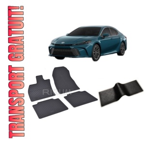 Set 5 covorase TOYOTA CAMRY XV80 HYBRID din 2024-PREZENT, cu covoras tunel median, CAROSERIE SEDAN, Presuri cauciuc 100%, compatibil cu autoturismul TOYOTA CAMRY XV80 HYBRID, Rigum