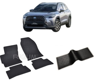 Set 5 covorase TOYOTA COROLLA CROSS HYBRID din 11.2022-PREZENT, cu covoras tunel median, CAROSERIE SUV, Presuri cauciuc 100%, compatibil cu autoturismul TOYOTA COROLLA CROSS HYBRID, Rigum - Img 2