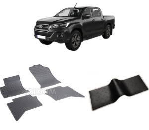 Set 5 covorase TOYOTA HILUX din 09.2016-PREZENT, cu covoras tunel median, CAROSERIE PICK-UP, Presuri cauciuc 100%, compatibil cu autoturismul TOYOTA HILUX, Rigum - Img 2