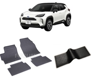 Set 5 covorase TOYOTA YARIS CROSS din 09.2021-PREZENT, cu covoras tunel median, CAROSERIE SUV, Presuri cauciuc 100%, compatibil cu autoturismul TOYOTA YARIS CROSS, Rigum - Img 2