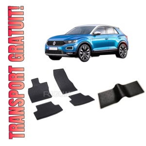 Set 5 covorase VOLKSWAGEN T-ROC din 12.2017-PREZENT, cu covoras tunel median, CAROSERIE SUV, Presuri cauciuc 100%, compatibil cu autoturismul VOLKSWAGEN T-ROC, Rigum