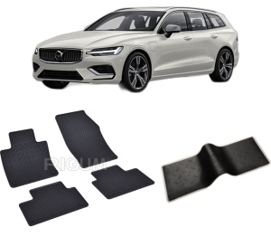 Set 5 covorase VOLVO V 60 PHE din 2018-PREZENT, cu covoras tunel median, CAROSERIE COMBI, Presuri cauciuc 100%, compatibil cu autoturismul VOLVO V 60 PHE, Rigum - Img 2